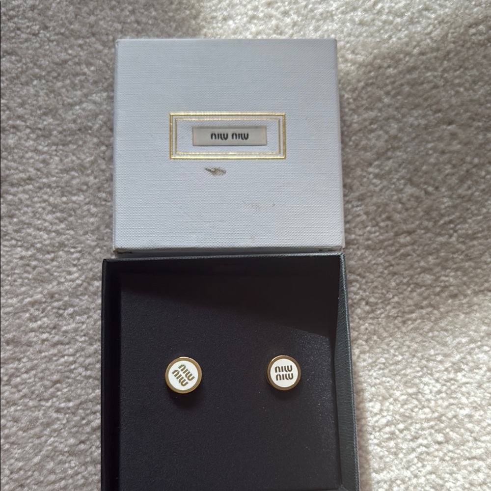 Miu Miu Gold and White Earrings